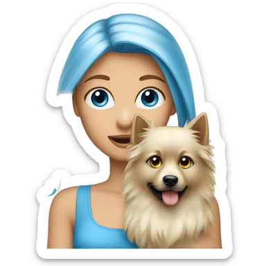 Blonde girl blue eyes holding spitz  sticker
