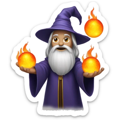 Wizard that is holding two fire balls overhead  sticker