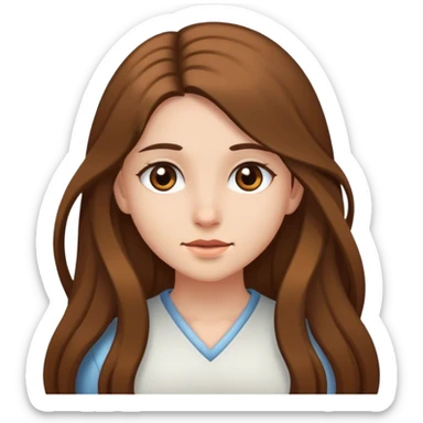 una chica, pelo largo, con ojos marrones y piel blanca sticker