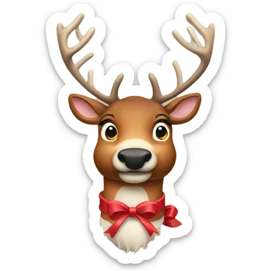 Reindeer with bow on neck  sticker