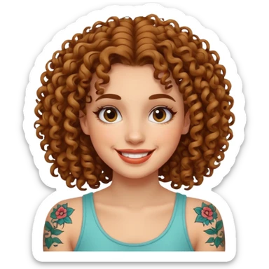 curley hair tattoo girl, full on face. sticker