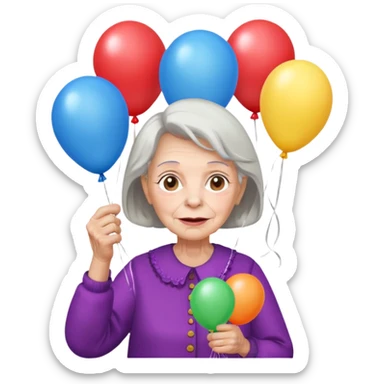 balloons holder old woman sticker