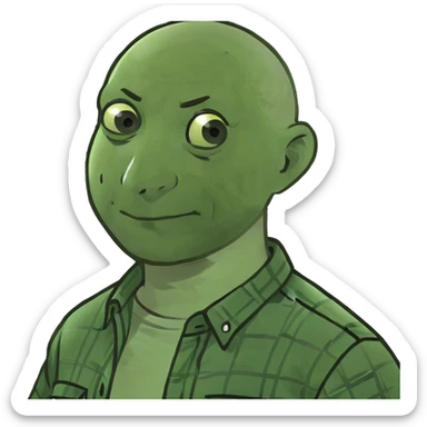 bald meme in plaid shirt sticker