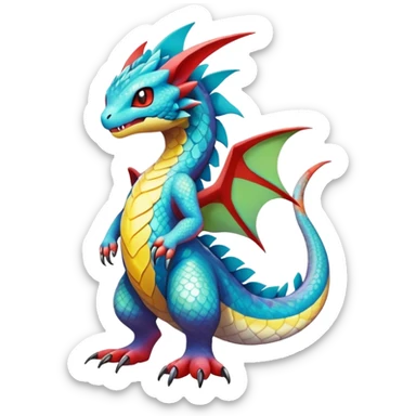 cool exotic fantasy-creature-Fakémon-Pokémon, full body, with markings sticker