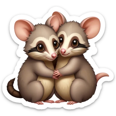 Possum hugging another possum  sticker