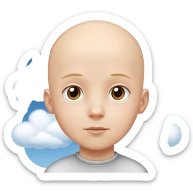 bald boy in the sky sticker