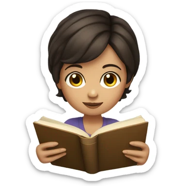 Short haired Brunette Girl reading a book  sticker
