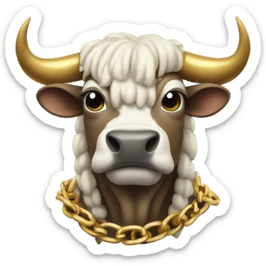 Bull with horns wearing hoodie and gold chain sticker
