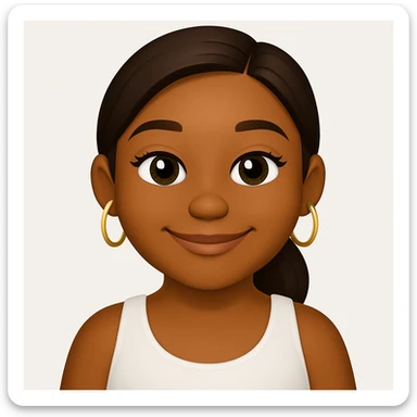 turn the second man in emoji style of the 1st image, match the facial features and match dressing style of the 2nd image, she is wearing white tank top lose sticker