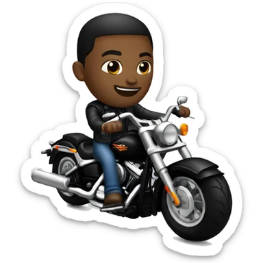 Black harley davidson with rider sticker