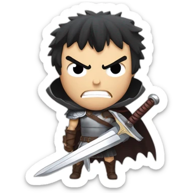 angry berserk guts carrying a huge sword on his shoulder sticker