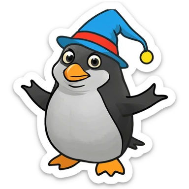 A penguin wizard sticker