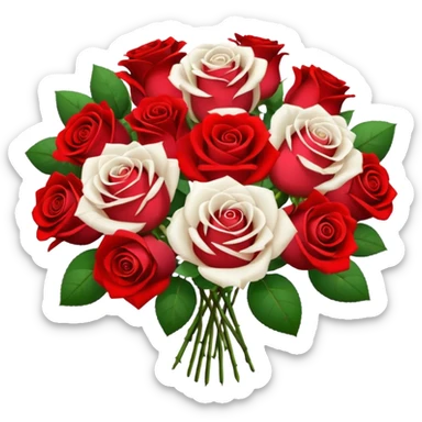 White rose and red rose bouquet sticker