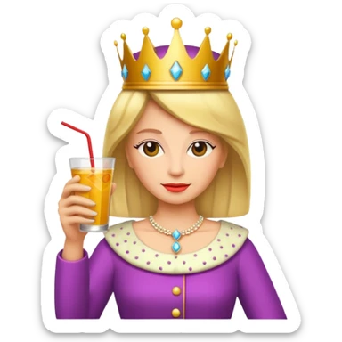 queen with drink sticker