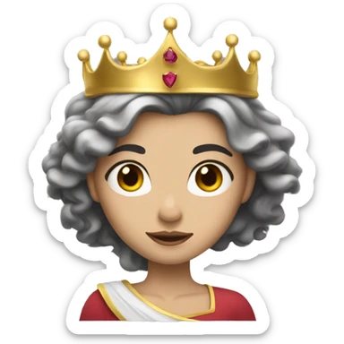princess with white skin and long black wavy hair and a golden crown sticker