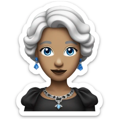 Queen of spades with short grey hair amd blue eyes sticker