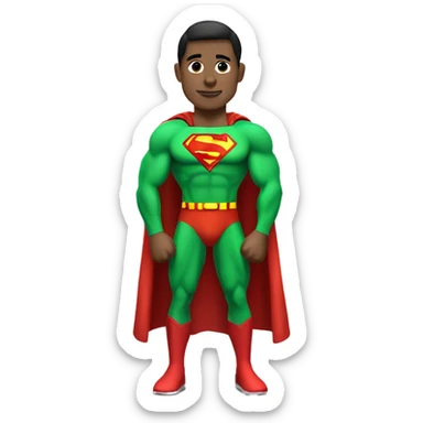 One Superman as personal trainer dressed with green sport clothes and capa. sticker