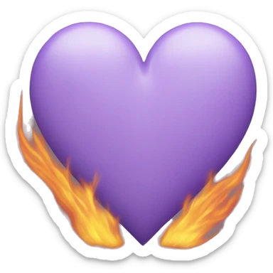 Lilac heart with fire sticker