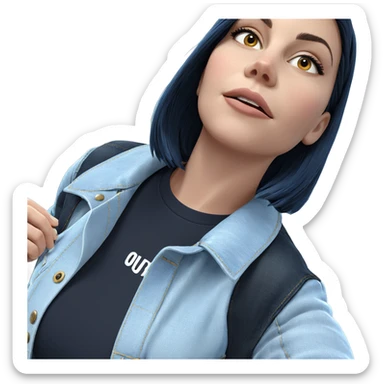 solo girl in denim jacket sticker