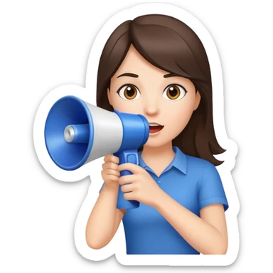 brunnette girl with megaphone sticker