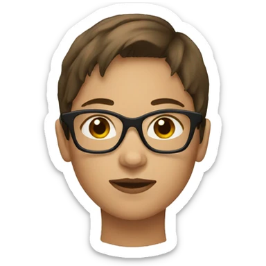 female with short brown hair and glasses sticker