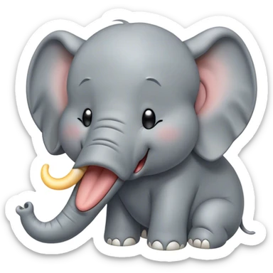 Cinematic Cute Yawning Elephant Portrait Emoji, Head tilted slightly with a dramatic, wide-open yawn, showcasing a soft, wrinkled gray hide with gently drooping ears and large, sleepy eyes, Simplified yet irresistibly adorable features, highly detailed, glowing with a soft, cozy glow, high shine, relaxed yet expressive, stylized with a touch of tender whimsy, bright and endearing, soft glowing outline, capturing the essence of a drowsy yet affectionate elephant, so drowsy it feels like it could stretch out of the screen and curl up for a nap! sticker