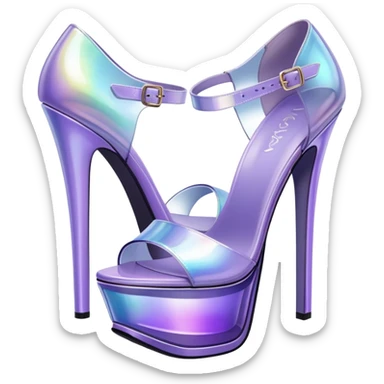 ultra realistic pair of platform open toe lavender glass heels sticker