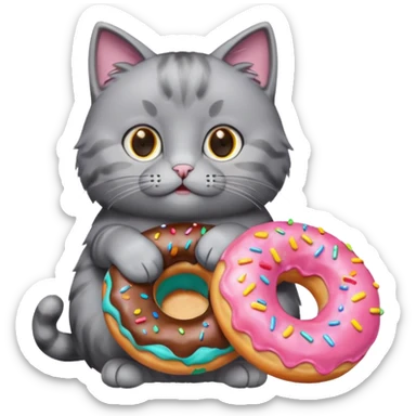 cat grey donut sticker