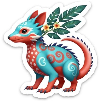  exotic tropical ornate Asian painted cyber-Sleuth-Loyd-Garmaddon-Litten-Linoone-Noibat-Fakémon-Pokémon-Vernid-creature sticker