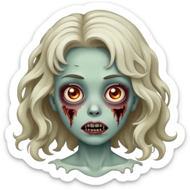 zombie girl with white skin tone and wavy hair  sticker
