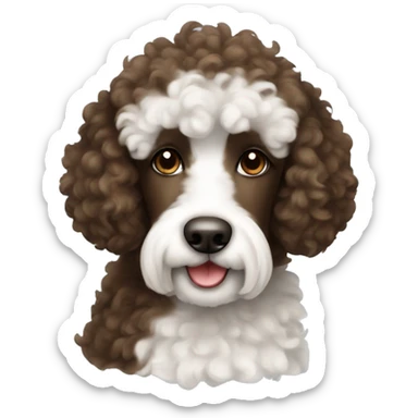 Brown and white tuxedo poodle sticker