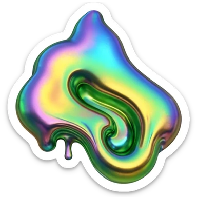 3D render of Oil Slick, toxic waste aesthetic, bubbling liquid, caution metal, industrial warning texture. sticker