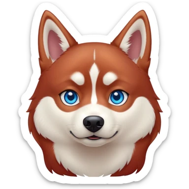 cute, disney-style red siberian husky with blue eyes sticker