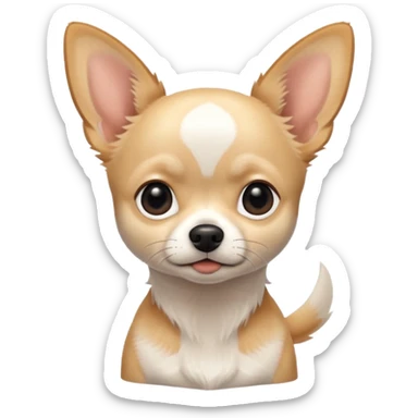 white chihuahua with tan markings and a black nose sticker