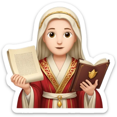 Elegant noble in long robes with tall hat, holding a scroll of orders. sticker