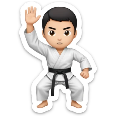 karate person wearing a black belt sticker