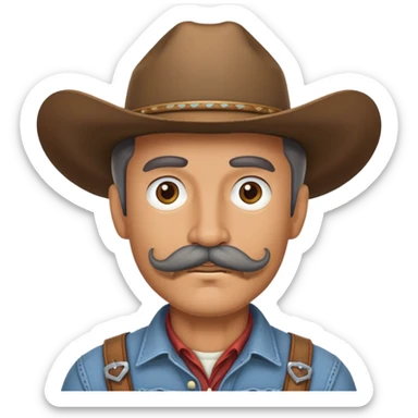 Cowboy with a grey handlebar moustache  sticker