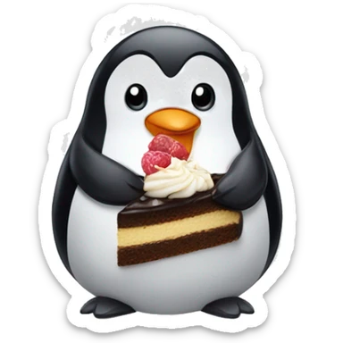 Penguin eating a cake  sticker