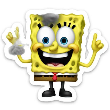 SpongeBob with smoke coming out of him sticker