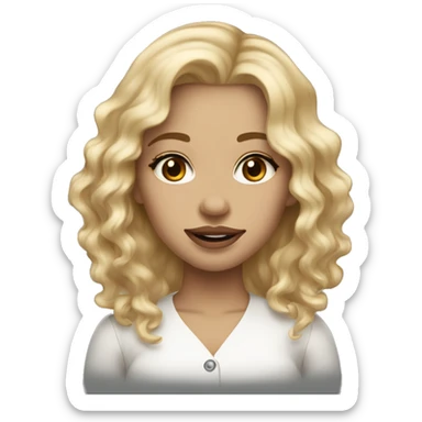 blonde wavy hair girl light brown eyes white big lips button nose sticker
