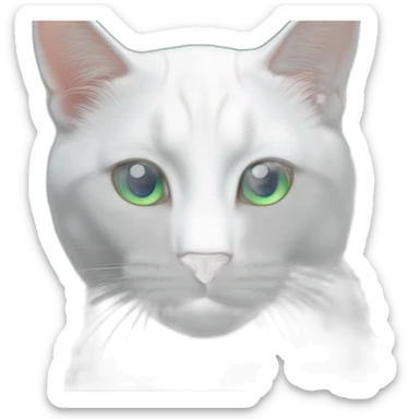 White cat right eye green andleft eye blue sticker