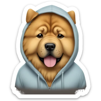 A chow chow dog wearing a hoodie sticker