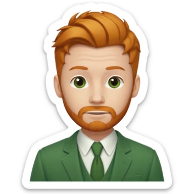 ginger man with bun hair with green suit  sticker