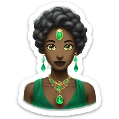 Mystical woman with glowing eyes and emerald jewelry  sticker