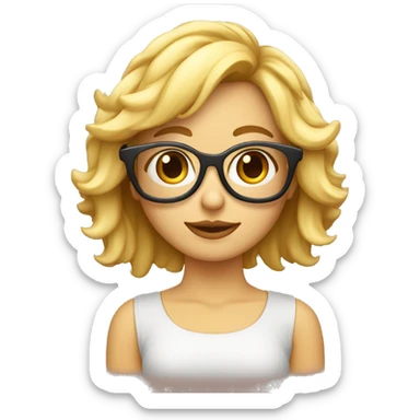 Chica rubia con pelo ondulado con gafas en la cabeza  sticker