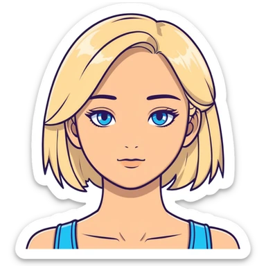Pretty blonde blue eyes tan skin girl sticker