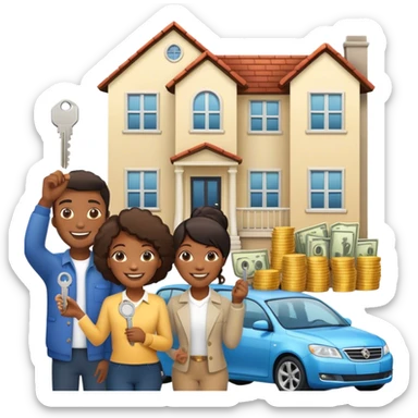 4 black people with new houses, cars & alot of money sticker