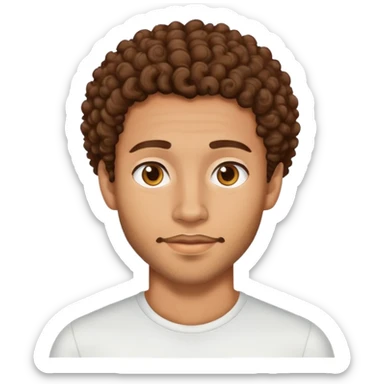 a lightskin man with brown curly hair and a slight beard  sticker