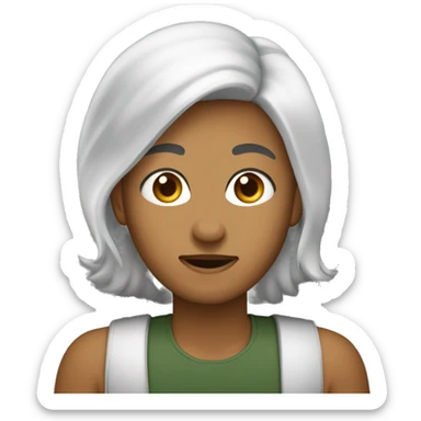 Девушка черные прямые волосы по плечи, карие глаза, большой нос, черные брови  sticker