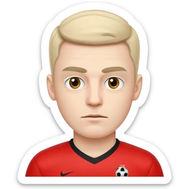 an evil man with an unibrow with a football shirt  sticker
